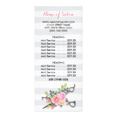 Chic Scissors Haarstylist Stripes Rozen prijslijst Reclamekaart (Voorkant)