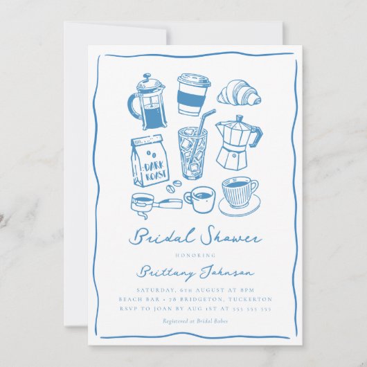 Chic Scribble Coffee Vrijgezellenfeest Kaart (Voorkant)