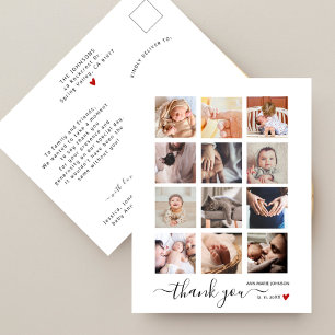 Chic Script 12 Foto Collage Baby Shower Bedanktkaa Briefkaart