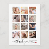 Chic Script 12 Foto Collage Baby Shower Dankjewel Briefkaart (Voorkant)