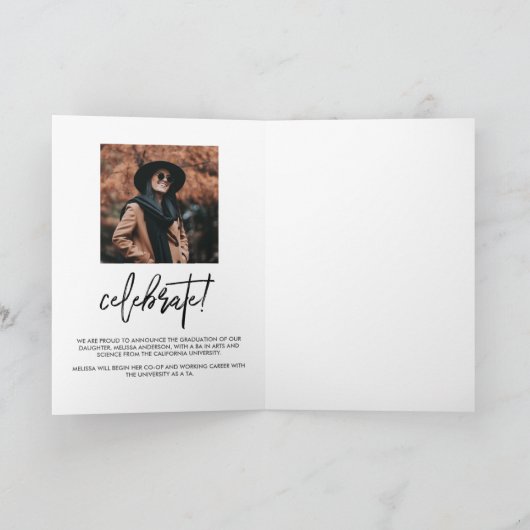 Chic Script 2 Photo Afstuderen Aankondiging (Binnen)