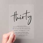 Chic Script 30ste verjaardagsfeestje Acryl Uitnodigingen (Insitu (Draagbaar))