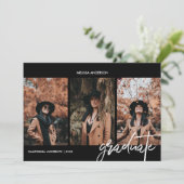 Chic Script 3 Foto Afstuderen Aankondiging (Staand voorkant)