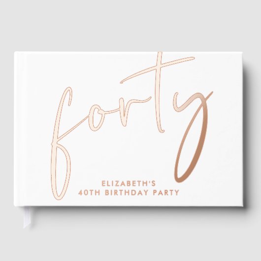 Chic Script 40e verjaardagsfeest Roos Gold Gastenboek (Voorkant)