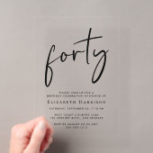 Chic Script 40e verpartij Acryl Uitnodigingen (Insitu (Draagbaar))