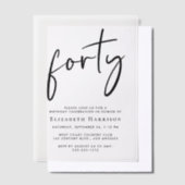 Chic Script 40ste verjaardagsfeestje Vellum Uitnodigingen (Offset)