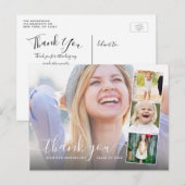 Chic Script 4 Foto Collage Afstuderen Hartelijk da Briefkaart (Voorkant / Achterkant)