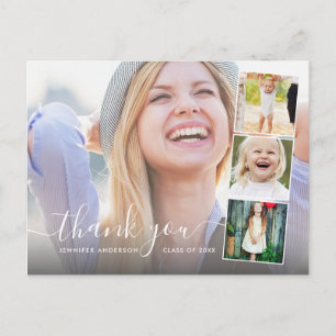 Chic Script 4 Foto Collage Afstuderen Hartelijk da Briefkaart