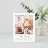 Chic Script 4 Foto Collage Baby Shower Bedanktkaar Briefkaart (Staand voorkant)