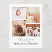 Chic Script 4 Foto Collage Baby Shower Bedanktkaar Briefkaart (Voorkant)