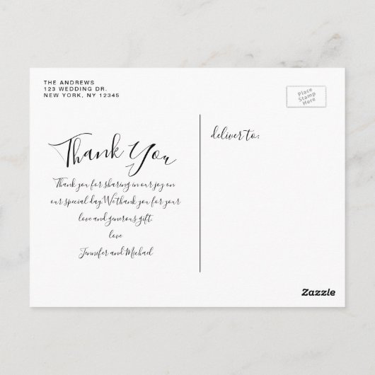 Chic Script 4 Foto's Collage Weddenschap Hartelijk Briefkaart (Achterkant)