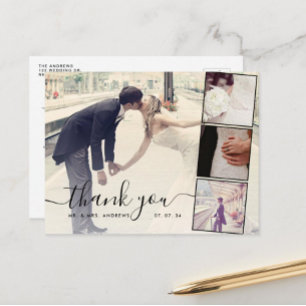 Chic Script 4 Foto's Collage Weddenschap Hartelijk Briefkaart