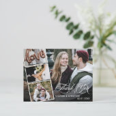 Chic Script 4 Photo Collage Wedding Hartelijk dank Briefkaart (Staand voorkant)