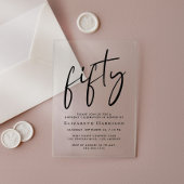 Chic Script 50e Verjaardagsfeest Acryl Uitnodigingen