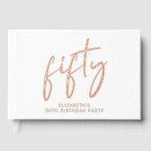 Chic Script 50e verjaardagsfeest Roos Gold Gastenboek (Voorkant)