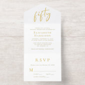 Chic Script 50ste verjaardagsfeestje All In One Uitnodiging (Binnenkant)