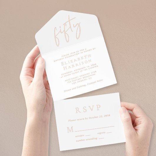 Chic Script 50ste verjaardagsfeestje All In One Uitnodiging