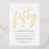 Chic Script 50ste verjaardagsfeestje Folie Uitnodiging (Voorkant)