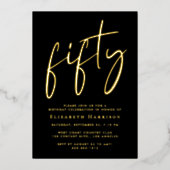 Chic Script 50ste verjaardagsfeestje Folie Uitnodiging (Voorkant)