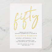 Chic Script 50ste verpartij Folie Uitnodiging (Voorkant)