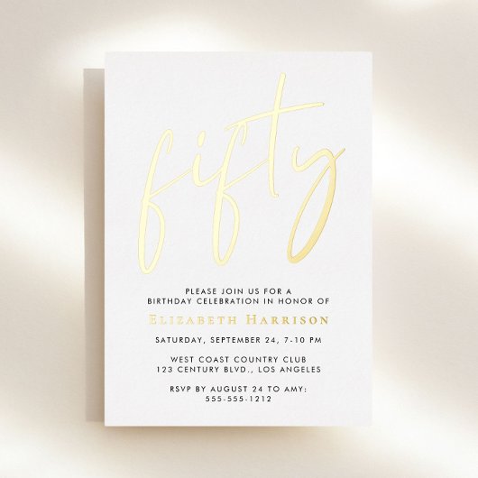 Chic Script 50ste verpartij Folie Uitnodiging