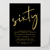 Chic Script 60e verpartij goud Folie Uitnodiging (Voorkant)
