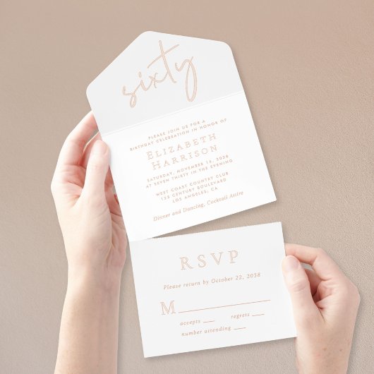 Chic Script 60ste verjaardagsfeestje All In One Uitnodiging