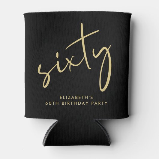 Chic Script 60ste verjaardagsfeestje Blikjeskoeler (Voorkant)