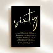 Chic Script 60th Birthday Party Gold Folie Uitnodiging