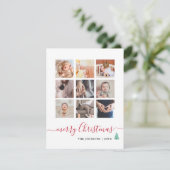 Chic Script 9 Fotocollage Elegant Kerstmis Feestdagenkaart (Staand voorkant)