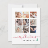 Chic Script 9 Fotocollage Elegant Kerstmis Feestdagenkaart (Voorkant)