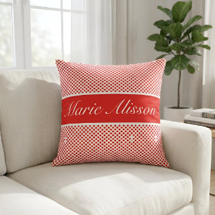 Chic Script Aangepaste Naam Rode Stippen Patroon Kussen