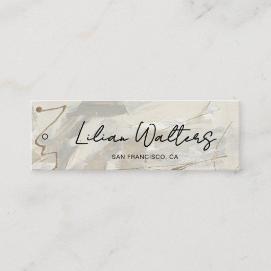 Chic Script Abstract Crème Beige Kleding Hanglabel Contactkaartje (Voorkant)