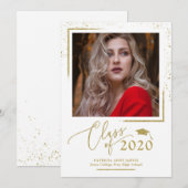 Chic Script Afstudeeraankondiging Gouden Glitters Kaart (Voorkant / Achterkant)