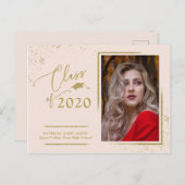 Chic Script Afstudeerder kondiging feestelijk Gold Briefkaart (Voorkant / Achterkant)