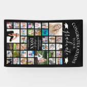 Chic Script Afstuderen 35 Foto Collage Black Spandoek (Horizontaal)