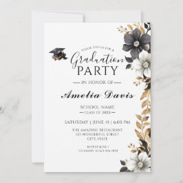 Chic Script Afstuderen Celebration Invitation Kaart