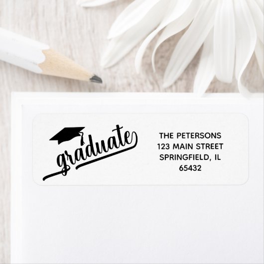 Chic Script Afstuderen en Mutse Zwart en Wit Etiket (Insitu)