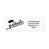 Chic Script Afstuderen en Mutse Zwart en Wit Etiket (Voorkant)