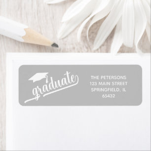 Chic Script Afstuderen en Mutseret Zilver Etiket