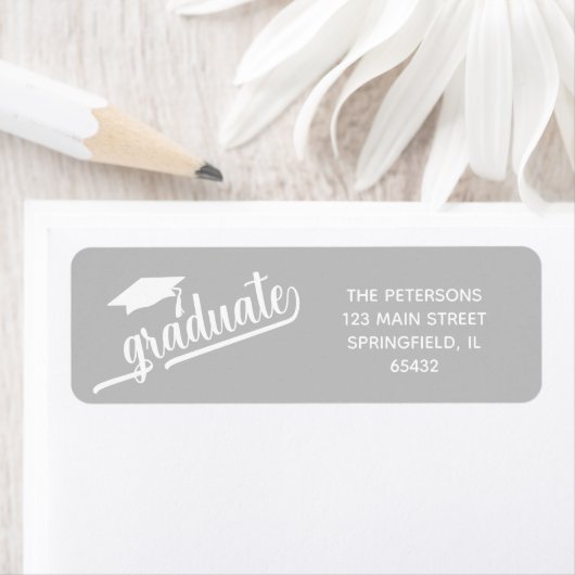 Chic Script Afstuderen en Mutseret Zilver Etiket (Insitu)