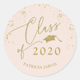 Chic Script Afstuderen Feestelijk Goud Glitter Ronde Sticker