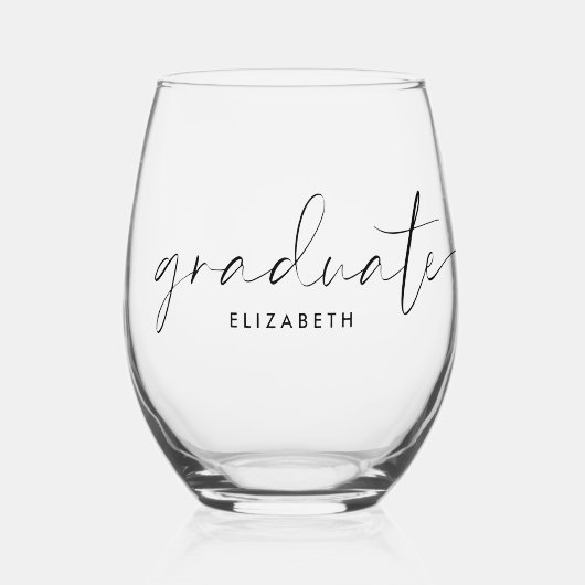 Chic Script-Afstuderen Wijnglas Zonder Voet (Voorkant)