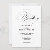 Chic Script All In One Zwart En Wit Huwelijk Kaart (Voorkant)
