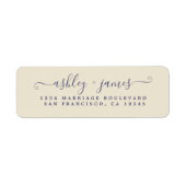 Chic Script Antiek Witte Trouw Retouradres Etiket (Voorkant)