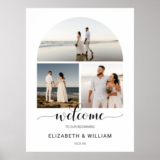Chic Script Arch Lijst Foto Weddenschap Welkomstte Poster (Voorkant)
