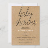 Chic Script Baby Shower Gouden Harten Rustieke Kra Kaart (Voorkant)