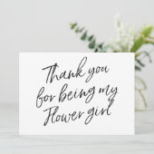 Chic Script "Bedankt dat je mijn bloemenmeisje ben Bedankkaart (Staand voorkant)