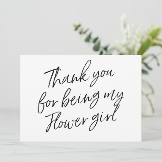 Chic Script "Bedankt dat je mijn bloemenmeisje ben Bedankkaart (Staand voorkant)