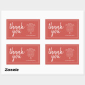 Chic script bedankt en persoonlijke boodschap rode rechthoekige sticker (Vel)